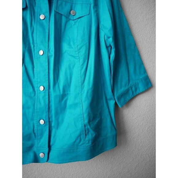 Christopher & Banks Women Turquoise Button Down Jacket Overcoat Basics NWT 3x - Picture 7 of 11